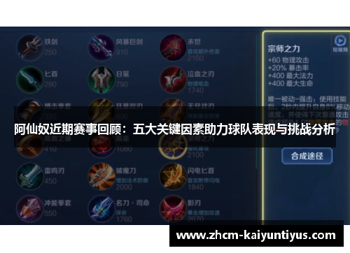 阿仙奴近期赛事回顾:五大关键因素助力球队表现与挑战分析 阿仙奴近期赛事回顾:五大关键因素助力球队表现与挑战分析